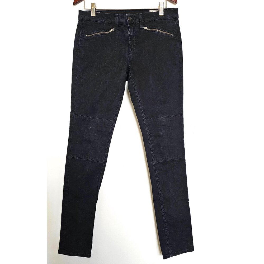 Rag & Bone Ridley Moto Jean Low Rise Skinny Slim Zipper Pockets 29 Wax Black
